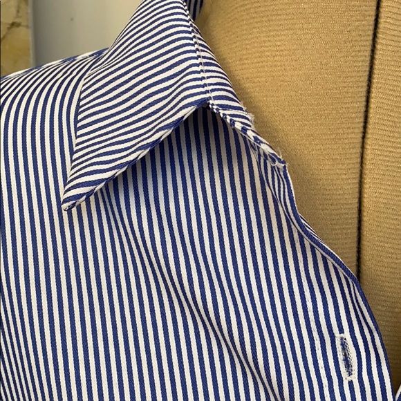 Blue pinstripes with rose embroidered sleeves - Picture 5 of 7